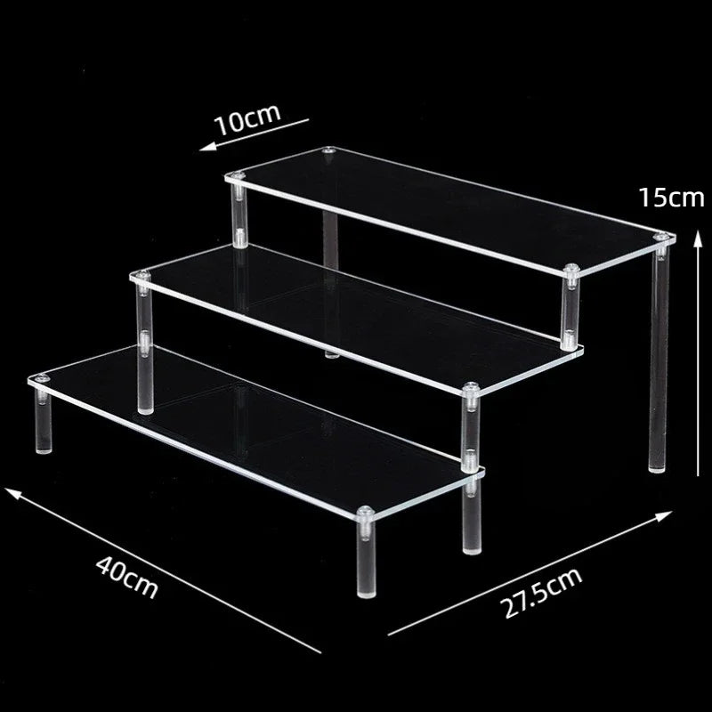 Black 1-5 Tier Acrylic Display Stand Clear Display Riser Rack for Cupcake