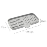Eprolo sink silicone tray with drain, soap and sponge storage holder, flexible black kitchen sink organizer with drainage holes.