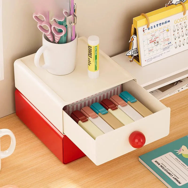 Dopamine Desk Organizer Box Stackable Dust-proof Desktop Storage Boxes
