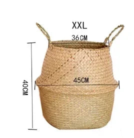 Seaweed Wicker Basket Rattan Hanging Flowerpot  Dirty Clothes Storage