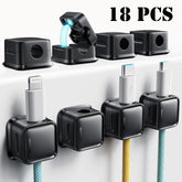 eprolo magnetic cable clips organizer with self-adhesive backing for managing and holding cords and cables neatly.