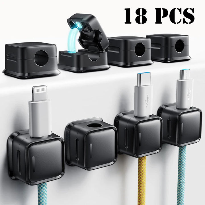 Magnetic Cable Clips Organizer Self-Adhesive Cord Holder Cable Management