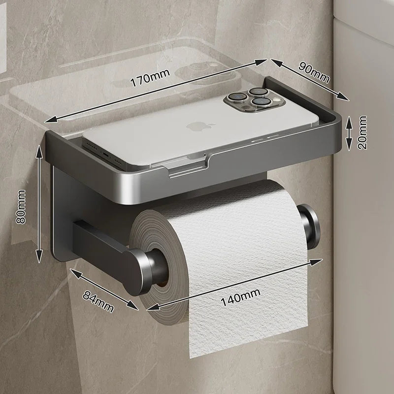 Black Gold Toilet Paper Holder Bathroom Wall Mount Multifunction