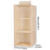 Cotton linen hanging storage bag with drawer-style compartments in a wardrobe organizer by eprolo, featuring multiple fabric pockets.