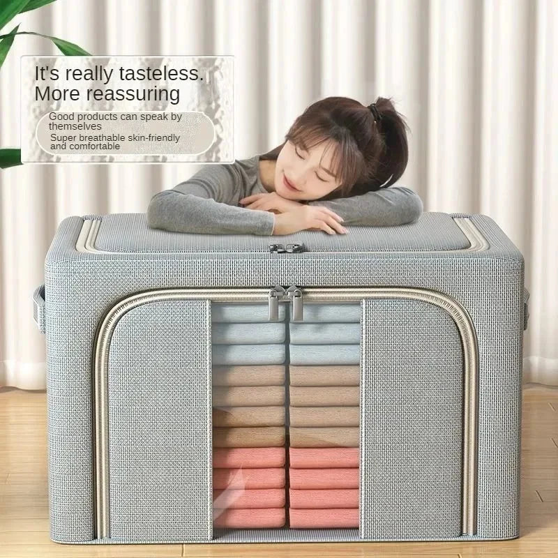 Household Closet Storage Basket 3PCS Large Capacity Steel Frame