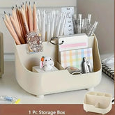 Large capacity eprolo desktop storage box with five compartments, ideal for organizing office supplies and stationery.
