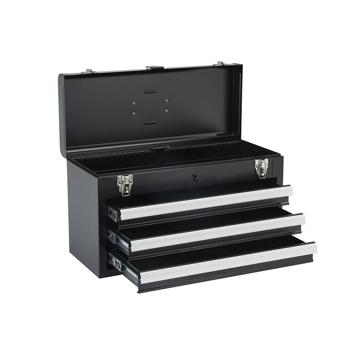 SucceBuy 20in 3-Drawer Metal Tool Box Black/Red Tool Multifunction Organizer