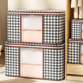 Eprolo houndstooth storage quilt bag with a portable design, featuring multiple compartments for versatile quilt and bedding storage.