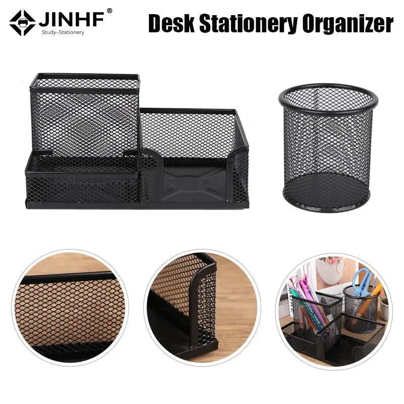Desk Stationery Organizer Creative Metal Pen Holder Pencil File Storage Rack