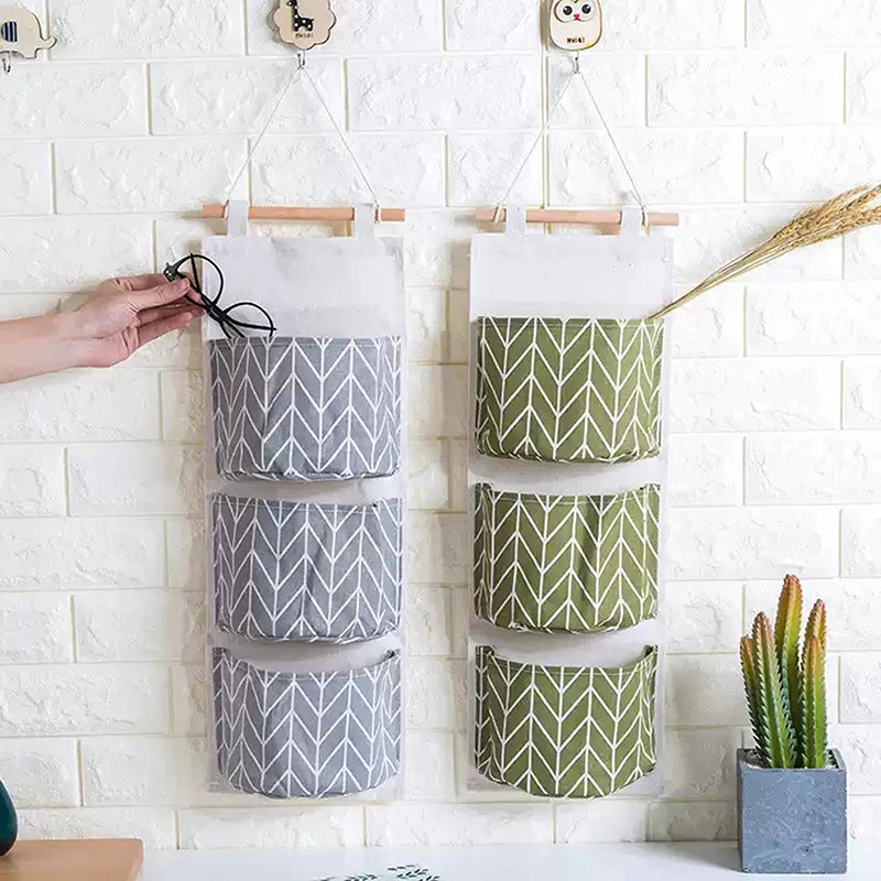 Dormitory Wall Hanging Storage Home Hanging Three-Pocket Storage Bag