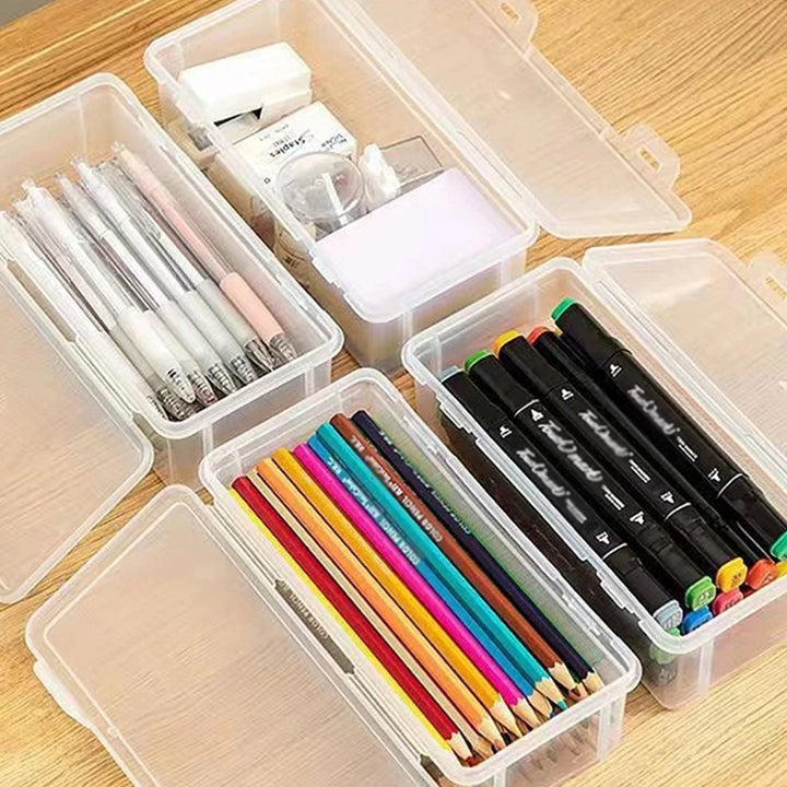 1/2/3/4pcs Plastic Translucent Pencil Case Large Capacity Pencil Boxes
