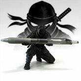Black Warrior resin pen holder from eprolo, desktop organizer with compartments for stationery and office supplies.