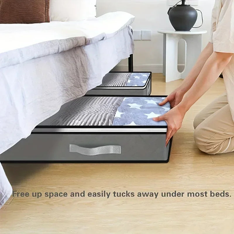 1pc/2pcs/3pcs Dustproof Under Bed Storage Box with Reinforced Handles