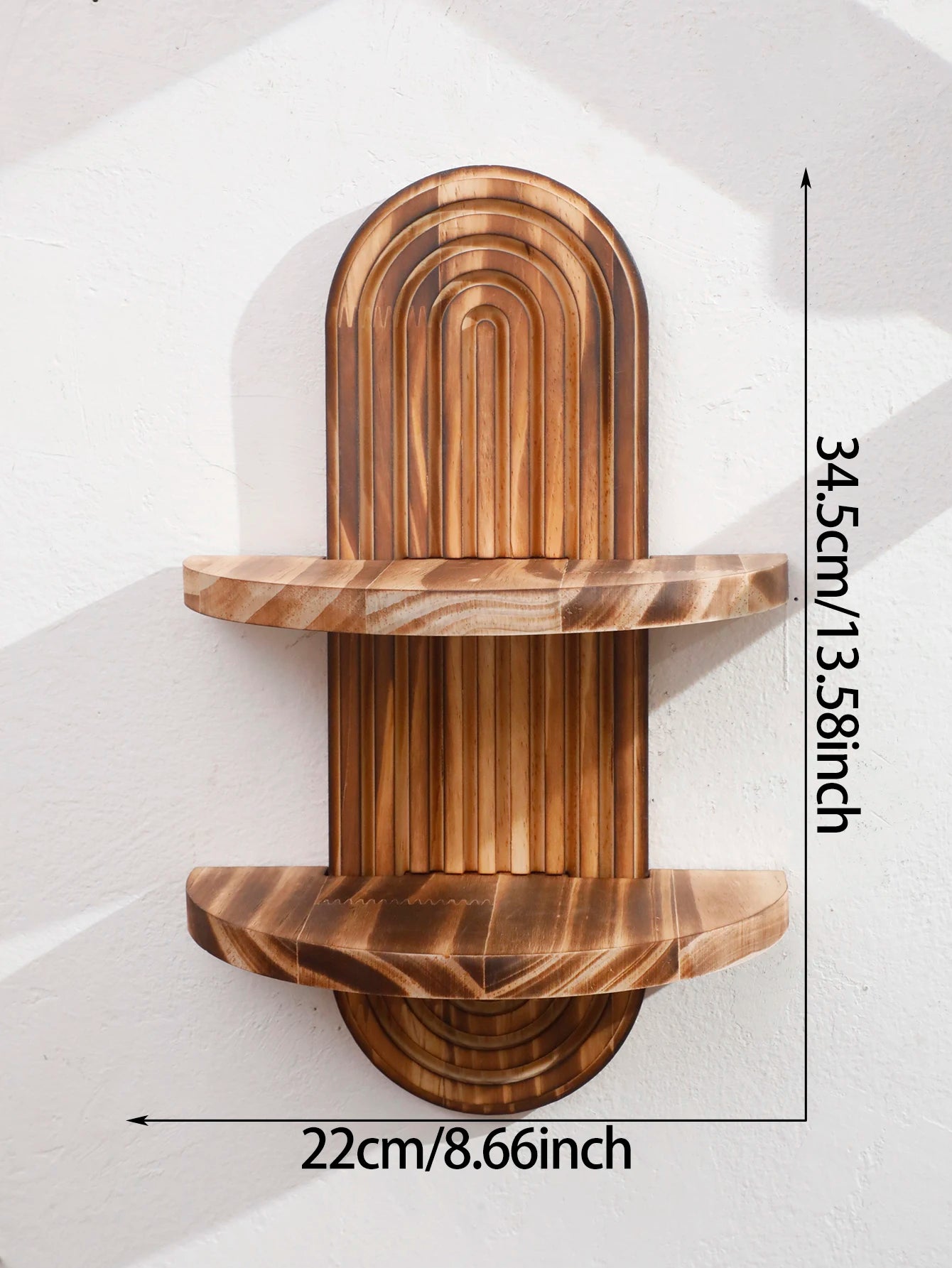 1Pc Boho Style Wooden Wall Shelves - Geometric Wall Mounted Shelves