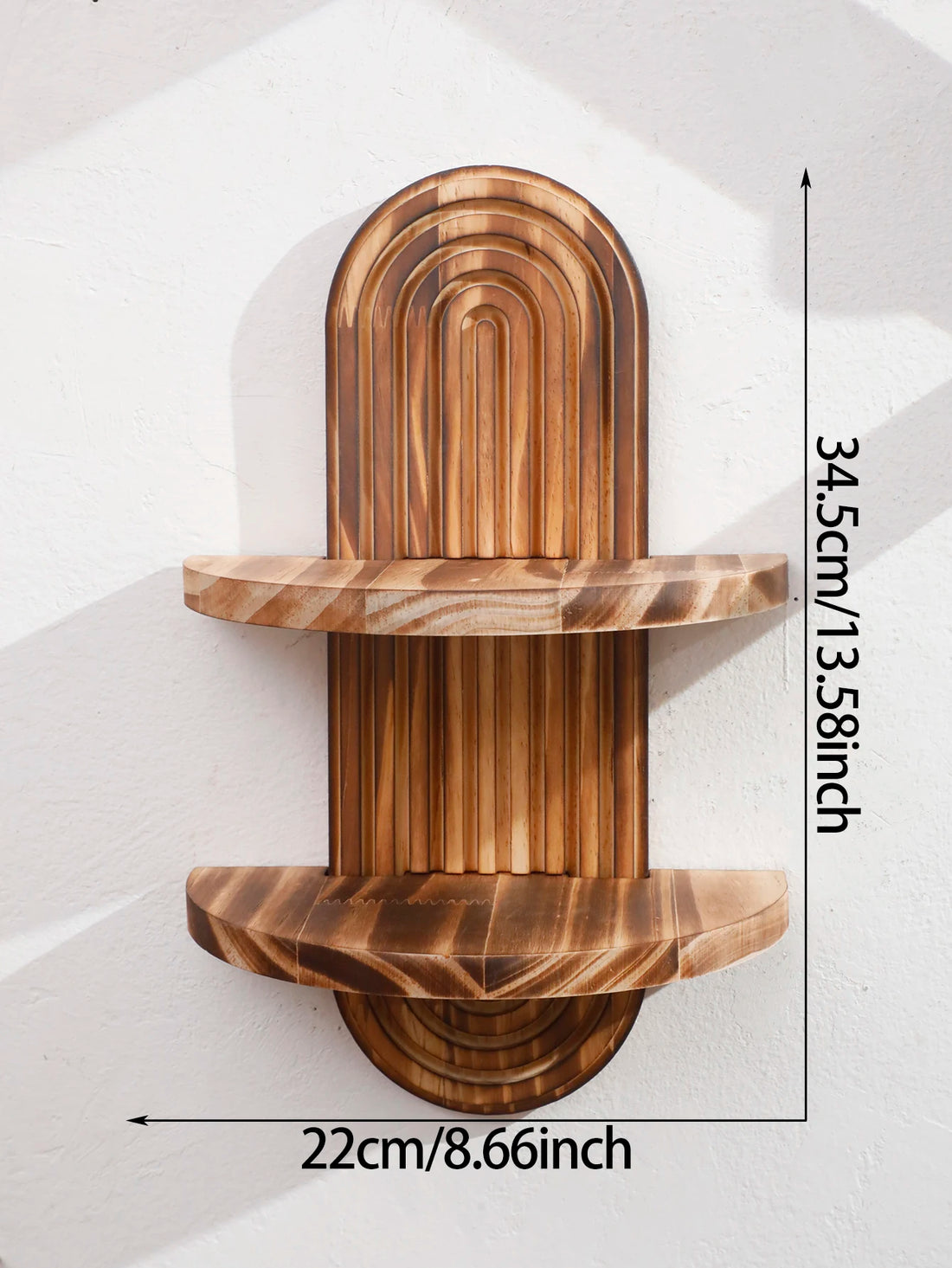 1Pc Boho Style Wooden Wall Shelves - Geometric Wall Mounted Shelves
