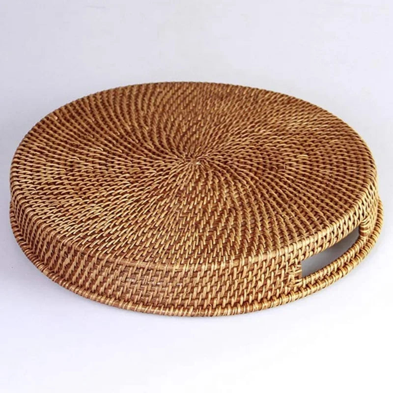 Hand-woven Rattan Wicker Basket Fruit Tea Snack Bread Basket