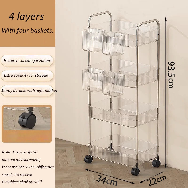 UNTIOR Transparent acrylic trolley cosmetics bedroom living room shelf