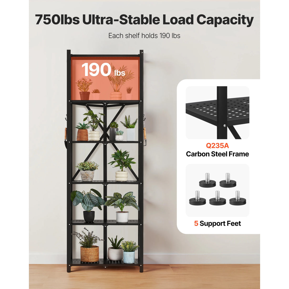 Buy 6/5/4/3 Tier Black Foldable Storage Shelf with Wheels Folding Rack