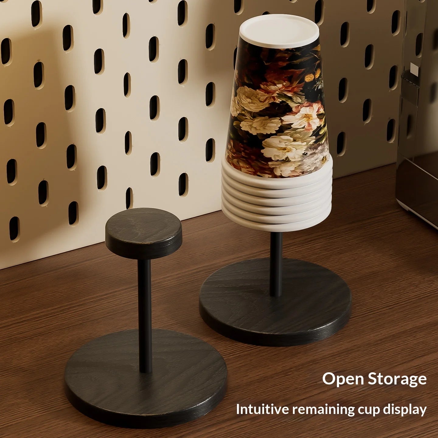Wooden Cup Dispenser Holder For Paper Coffee Tea Kitchen Countertop Organizer