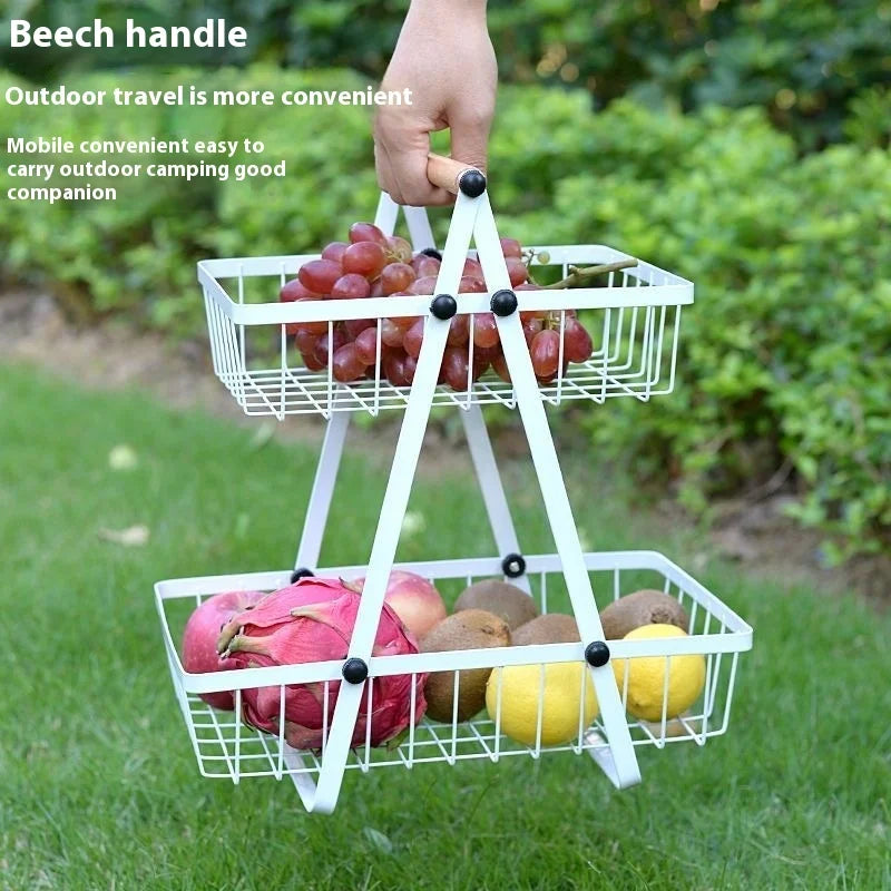 New 2 3 Tiers Countertop Fruit Basket Portable Iron Art Kitchen Organizer
