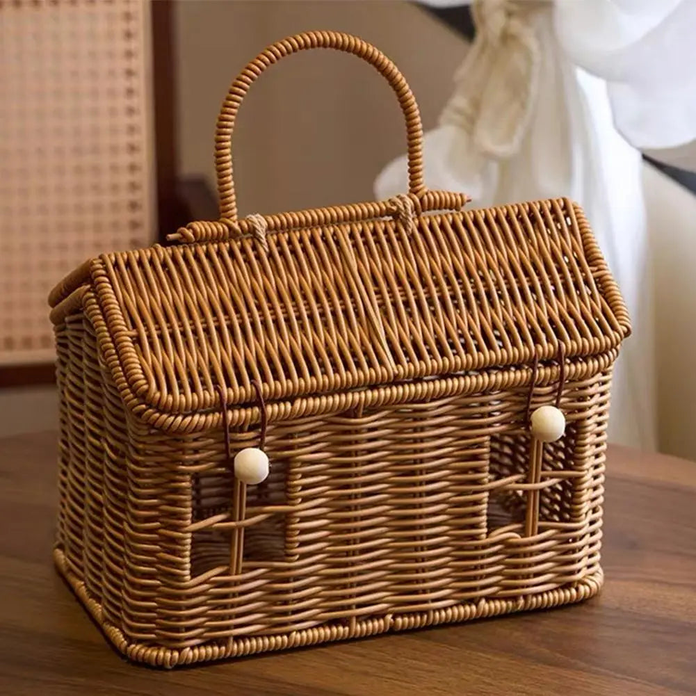 Portable Camping Storage Box Hand-Woven Basket Bamboo Basket