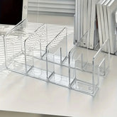 Transparent plastic handbag and wallet storage rack by eprolo, featuring partitions for organizing accessories efficiently.