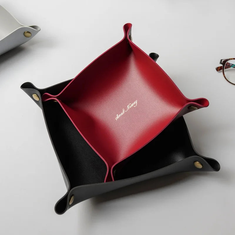 Nordic Style Leather Storage Tray Desktop Organizer Home Decoration
