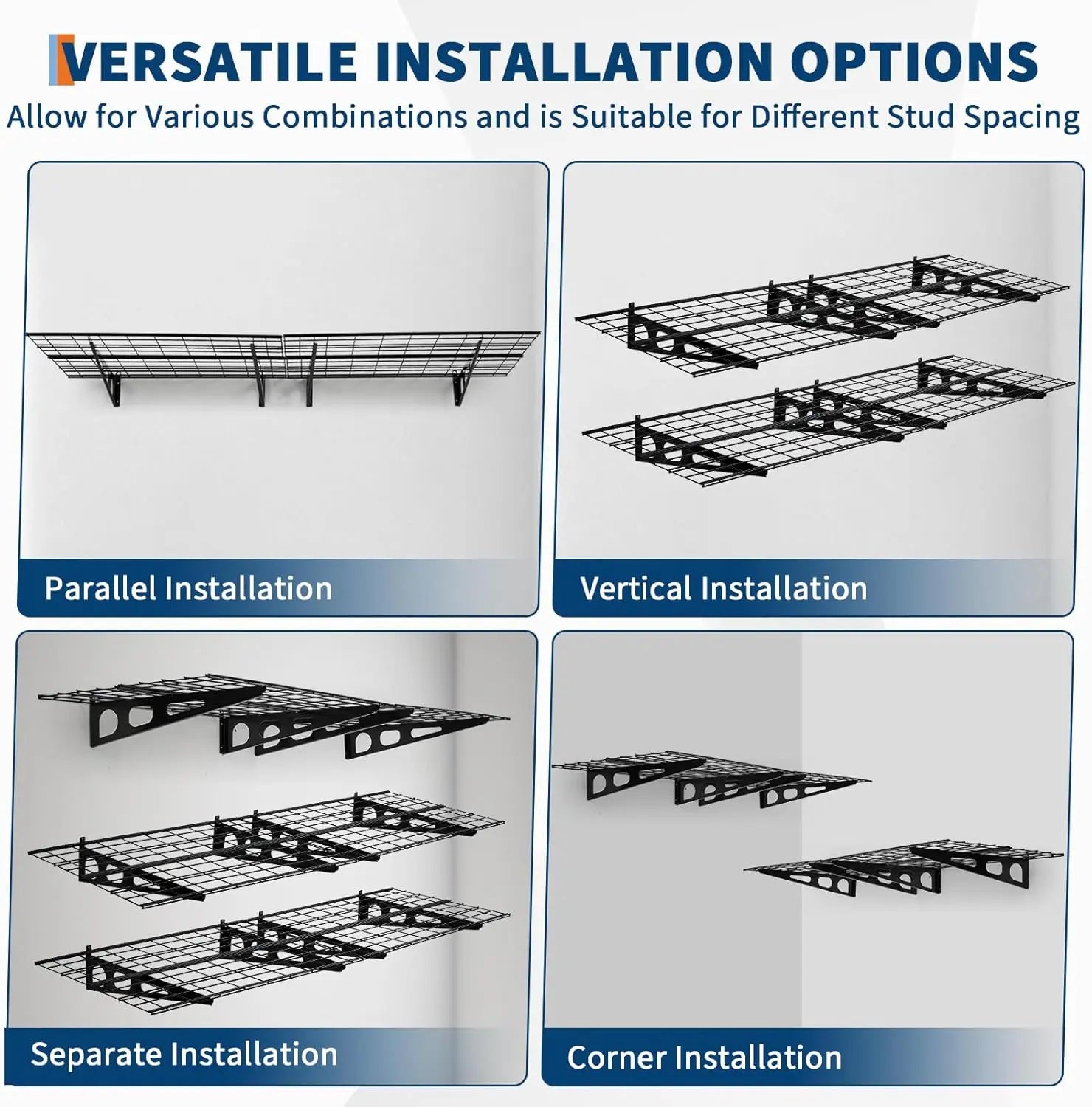 2 Pack 2x6Ft Garage Shelving Wall Mounted,  24"x72" Wall Shelf