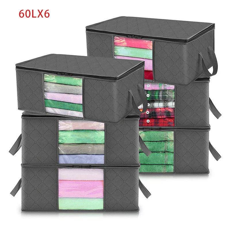 1/3/6pcs Foldable Clothes Storage Bag Large Capacity Blanket Storage Bag