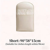 Beige compression hanging bag with durable zipper for winter clothes, ideal for space-saving storage by eprolo