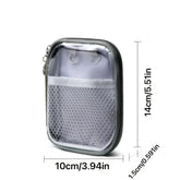 Clear PVC desktop storage bag by eprolo, waterproof with large capacity, shown opened with contents inside on a workspace.