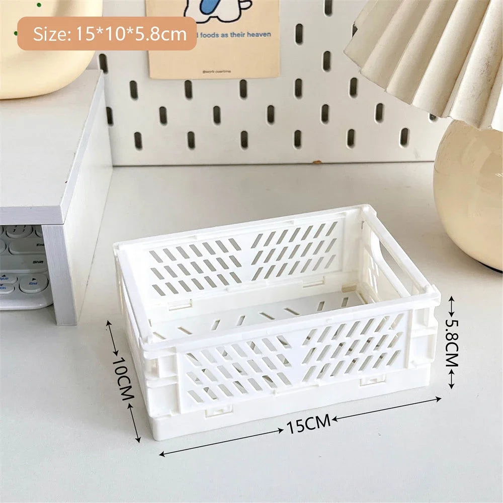 Foldable Storage Box with Handles Collapsible Crate Organization