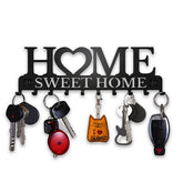 Black metal wall-mounted key holder with hooks, designed for home organization, by eprolo.