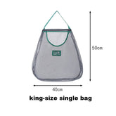 King-size single mesh bag with green trim, 50cm height, 40cm width, ideal for home organization