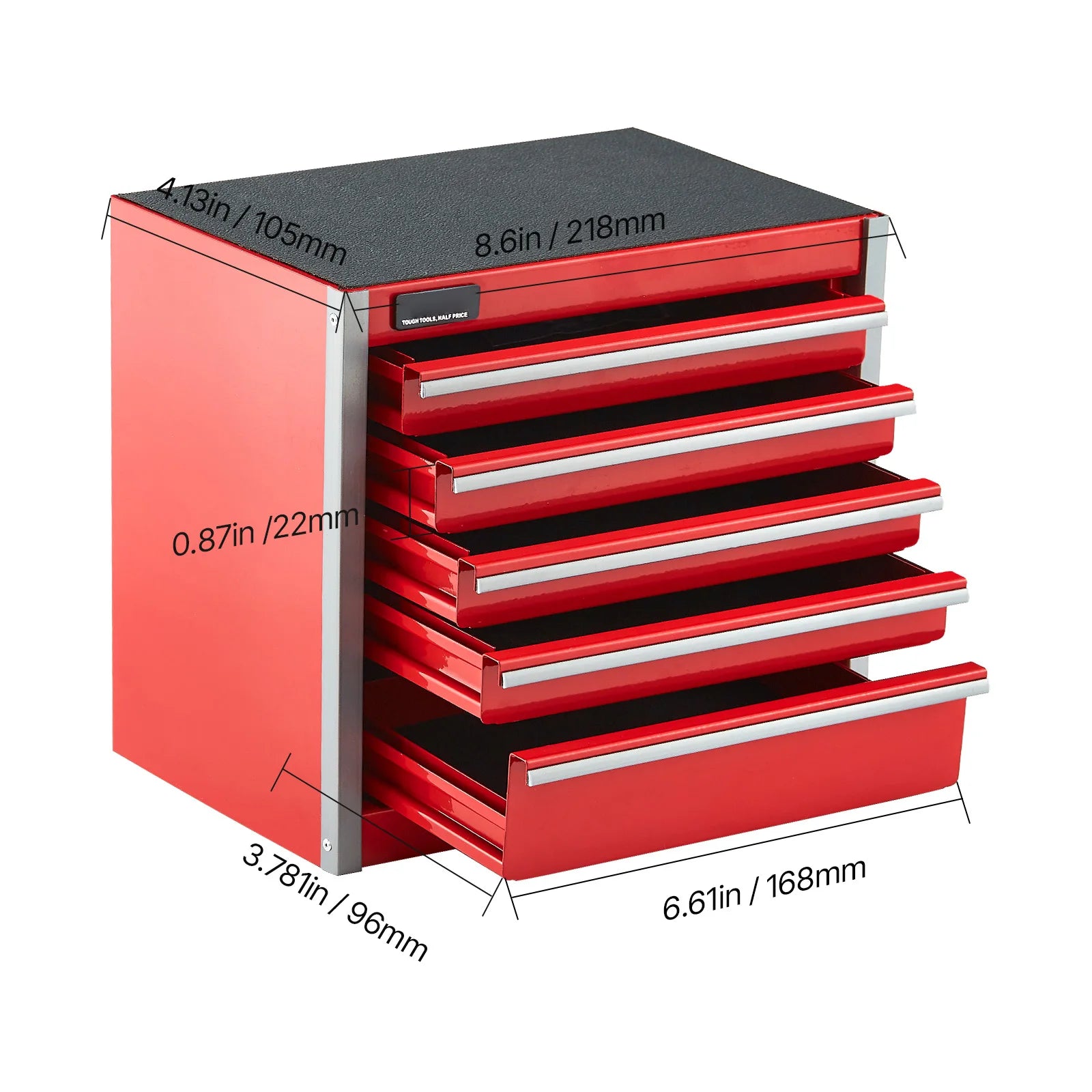 SucceBuy 5-Drawer 8.6in Metal Tool Box Red/Black Portable Small Tool Chest