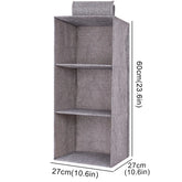Eprolo cotton linen hanging storage bag with drawer-style compartments in a wardrobe for organized clothing and accessories.