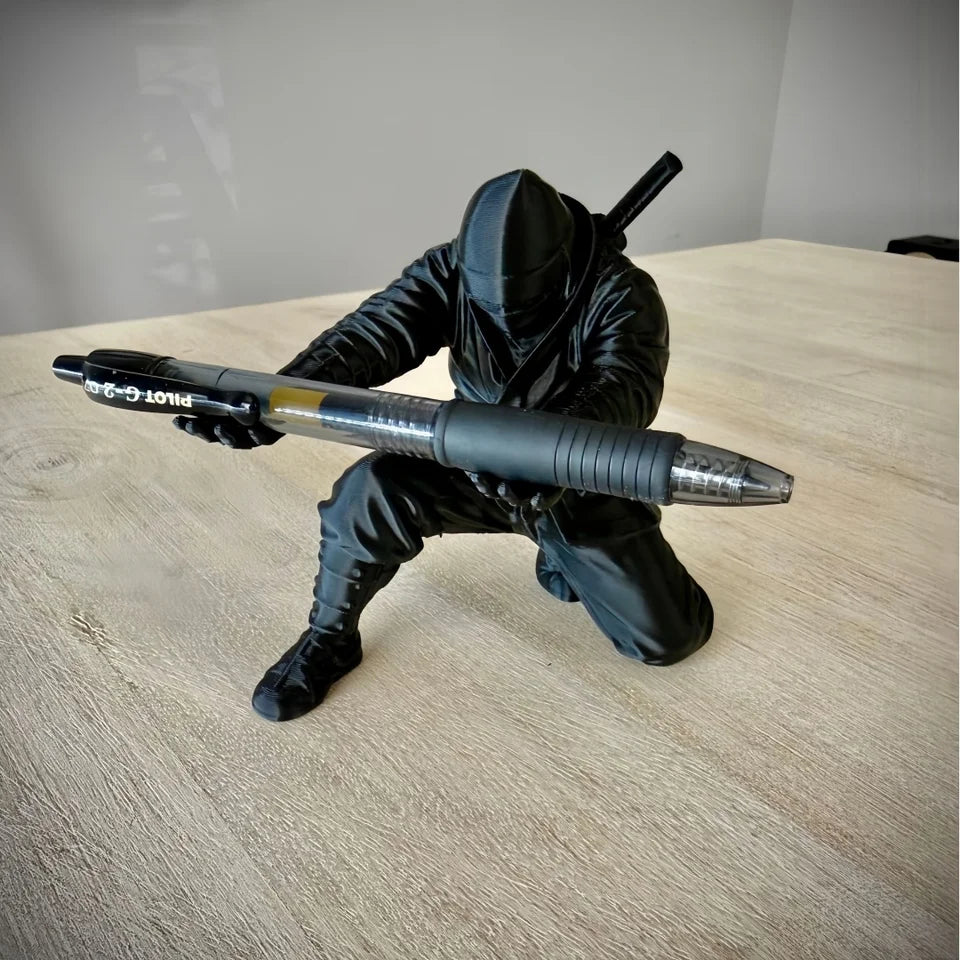 Black Warrior Pen Holder - Resin Desktop Organizer, Stationery Holder (1 Piece)