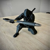 Black Warrior resin pen holder from eprolo, desktop organizer with compartments for stationery and office supplies.