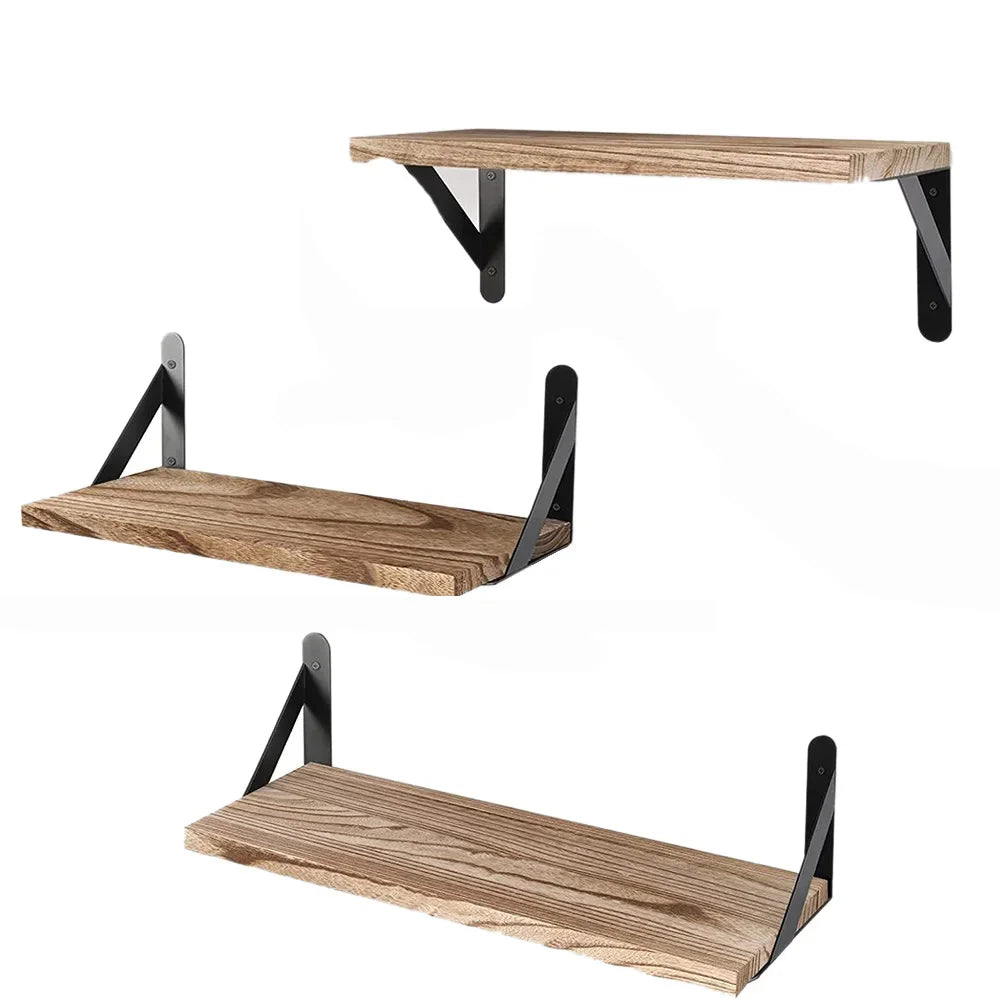 Wooden Floating Wall Shelves Bathroom Hanging Racks Shelf