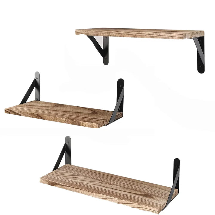 Wooden Floating Wall Shelves Bathroom Hanging Racks Shelf