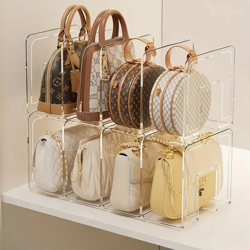1pcs Handbag and wallet storage rack - transparent plastic bag storage partition