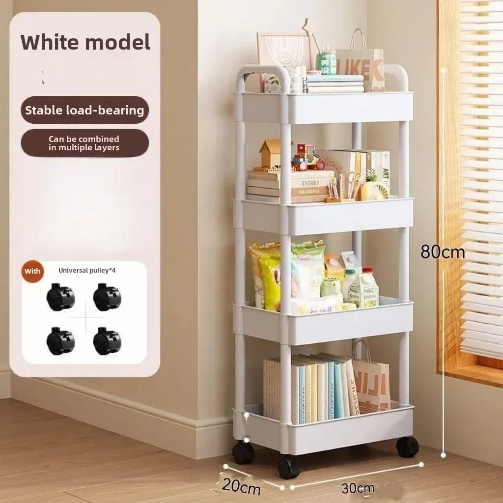 Multifunctional Storage Cart Open Shelves Book Display Kitchen Organizer