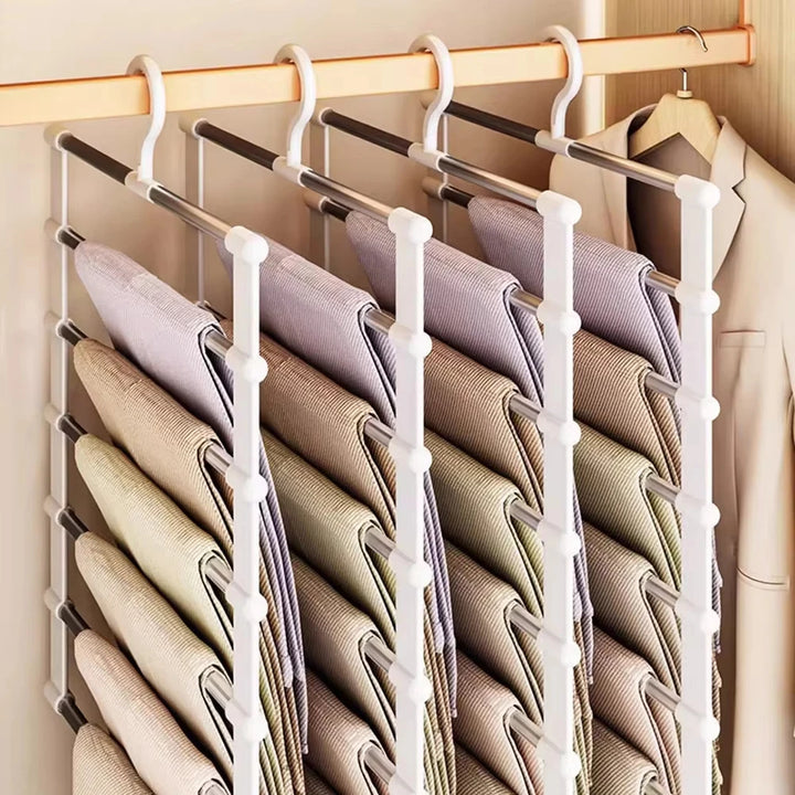 Foldable Pants Hanger Multi Layer Non Slip Clips Space Saving Closet Organizer