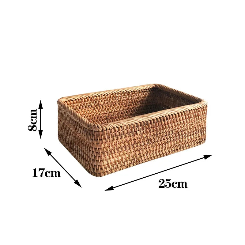 Hand-woven Rattan Wicker Basket Fruit Tea Snack Bread Basket